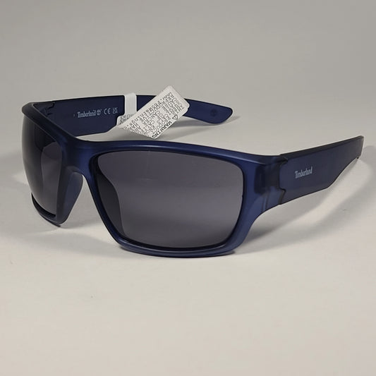 Timberland Sport Wrap Sunglasses Matte Blue Crystal With Gray Lens TB7266 92A - Sunglasses