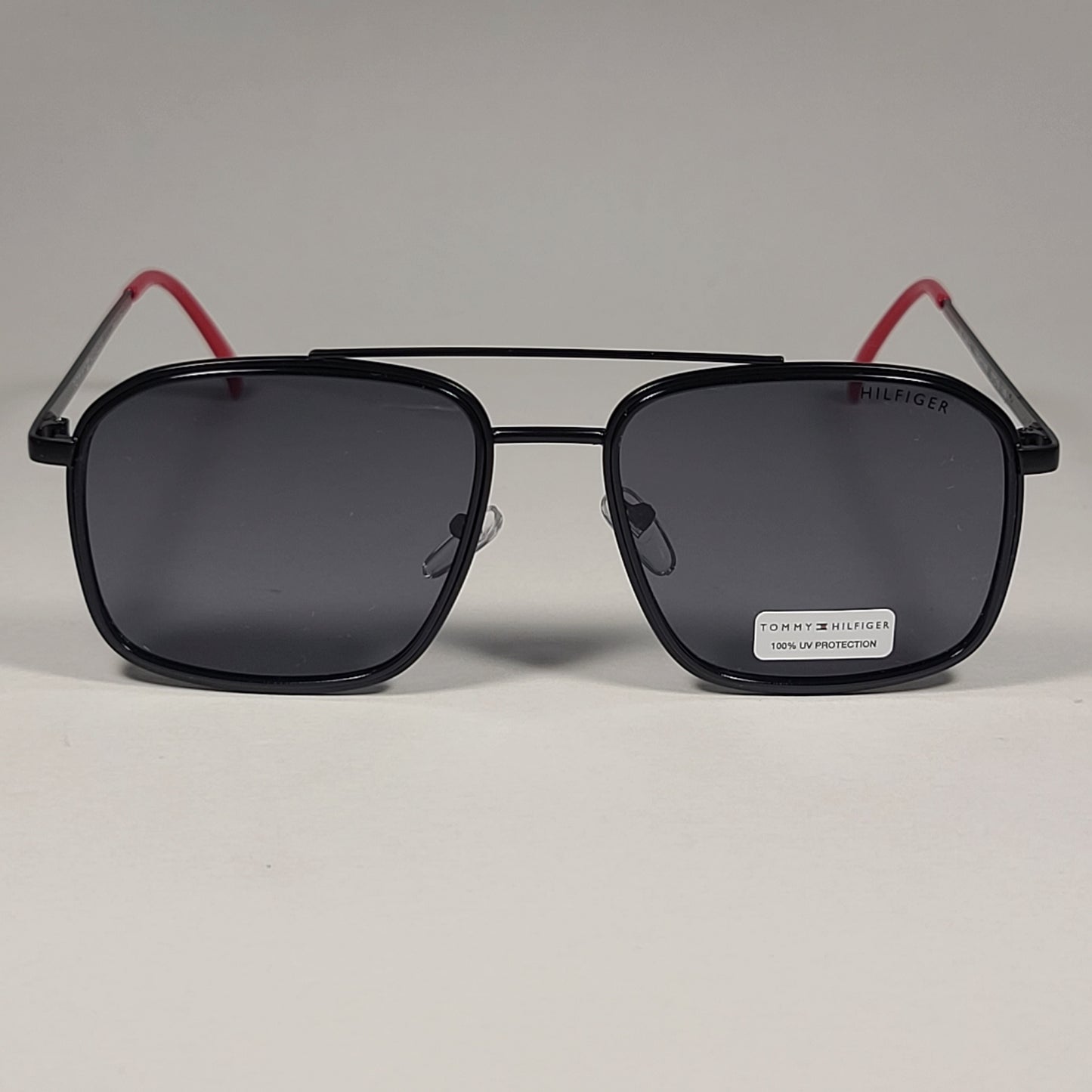 Tommy Hilfiger Alesso MM OM612 Pilot Sunglasses Black Red Frame Gray Lens - Sunglasses