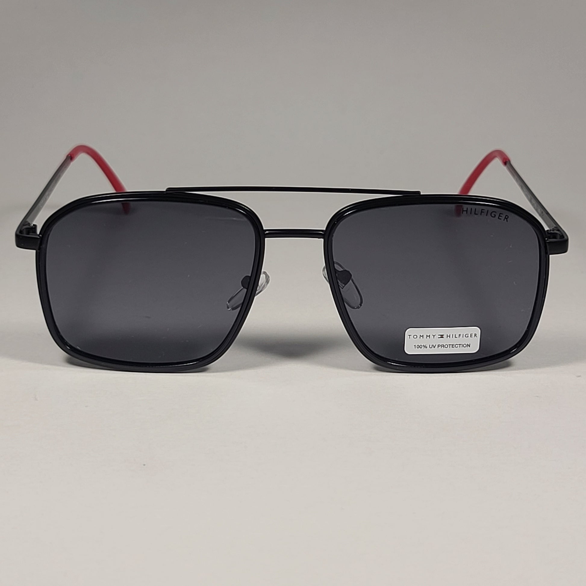 Tommy Hilfiger Alesso MM OM612 Pilot Sunglasses Black Red Frame Gray Lens - Sunglasses