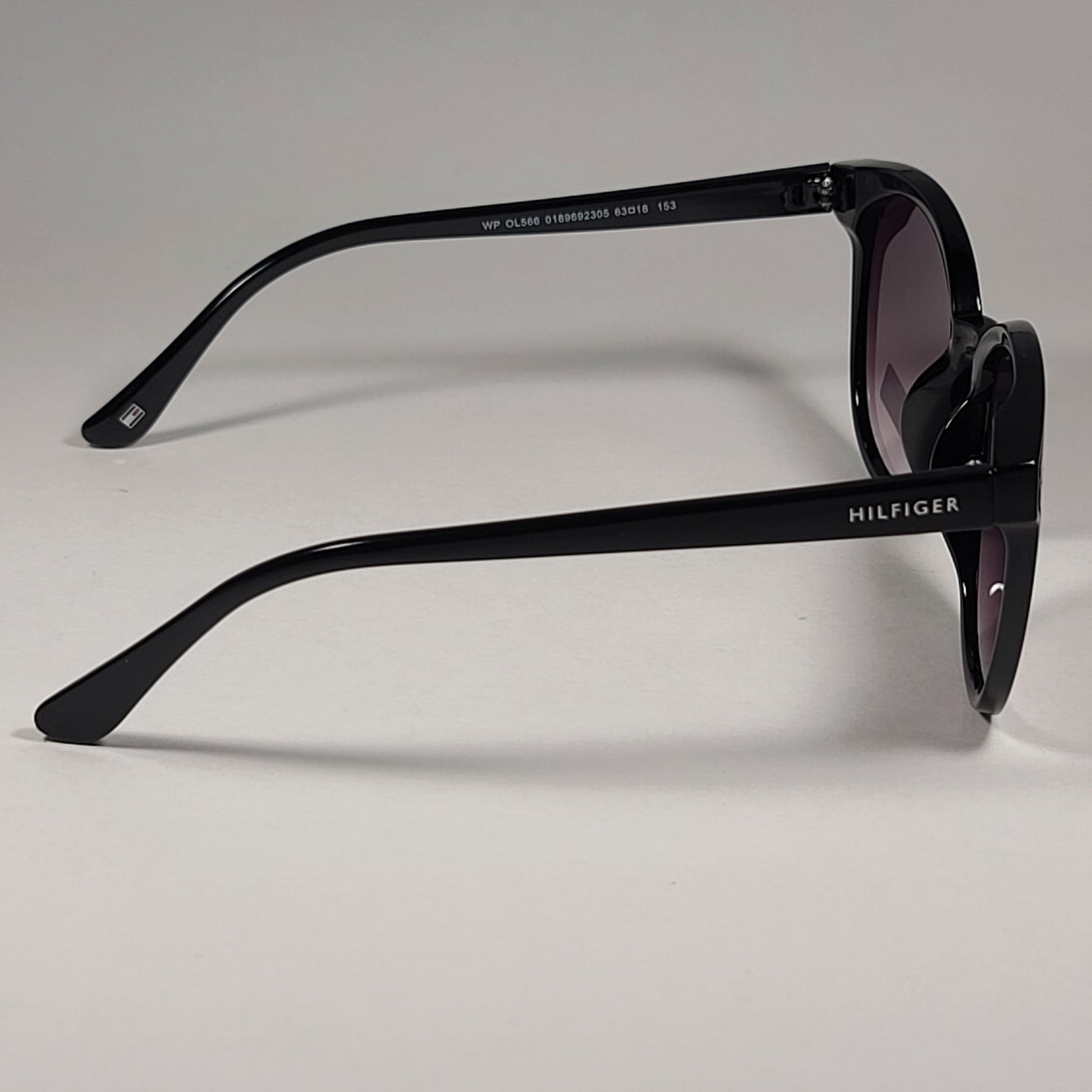 Tommy Hilfiger Ariana WP OL566 Round Cat Eye Sunglasses Black Frame Smoke Lens - Sunglasses