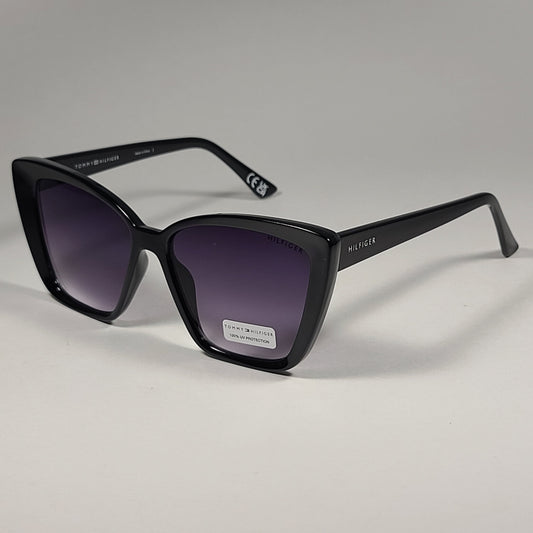 Tommy Hilfiger WP OL585 Cat Eye Sunglasses Black Gloss Frame Smoke Gray Lens - Sunglasses
