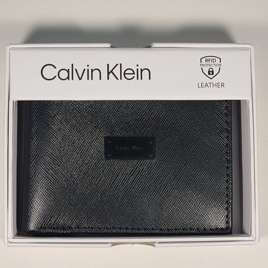 Calvin Klein Men's Bifold Black Leather RFID Passcase Wallet 31KA220033