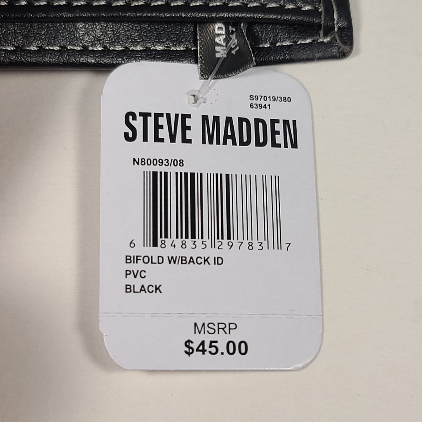 Steve Madden Men’s Billfold Black Leather Wallet With Back ID RFID N80093/08 - Wallets