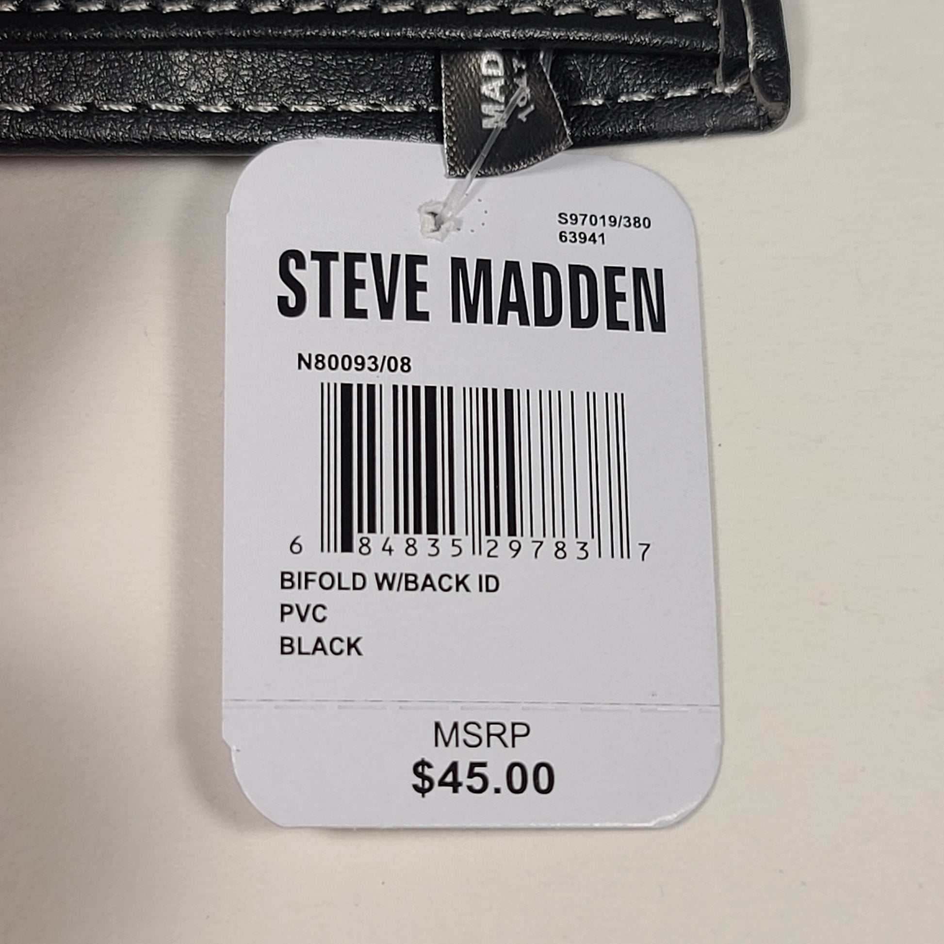 Steve Madden Men’s Billfold Black Leather Wallet With Back ID RFID N80093/08 - Wallets