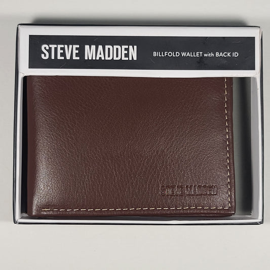 Steve Madden Men’s Billfold Brown Leather Wallet With Back ID RFID N80093/01 - Wallets