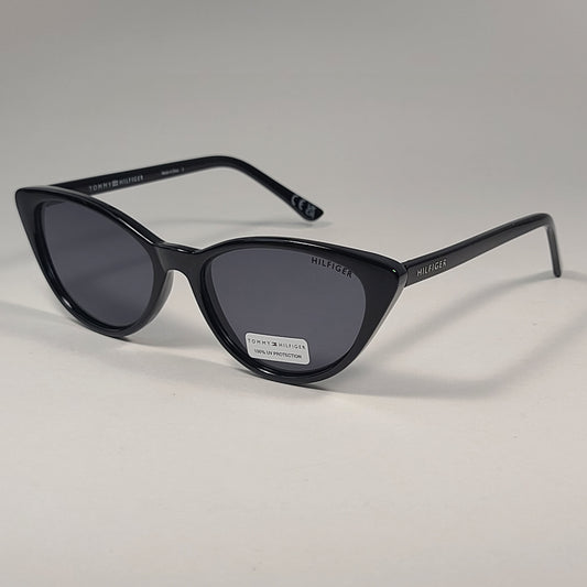 Tommy Hilfiger "Liz" WP OL573 Cat Eye Sunglasses Shiny Black Frame Gray Lens