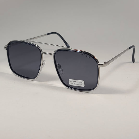 Tommy Hilfiger "Alesso" MM OM612 Pilot Sunglasses Silver Navy Frame Gray Lens