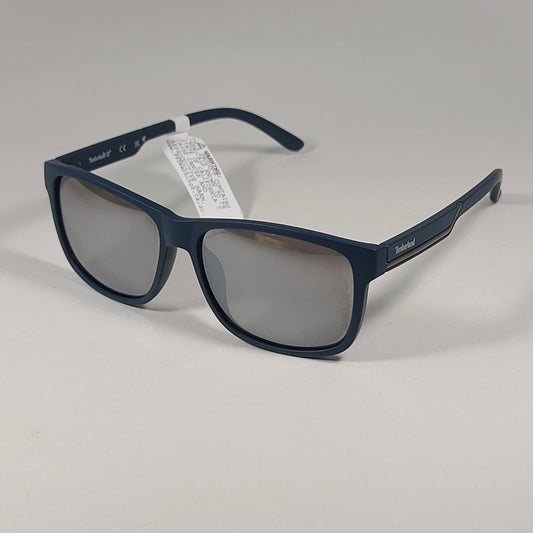 Timberland TB7254 92C Rectangle Sport Sunglasses Matte Blue Frame Gray Flash Lens - Sunglasses