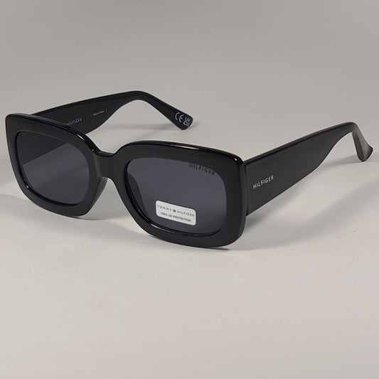 Tommy Hilfiger WP OL603 Large Oval Sunglasses Shiny Black Frame Gray Tinted Lens - Sunglasses