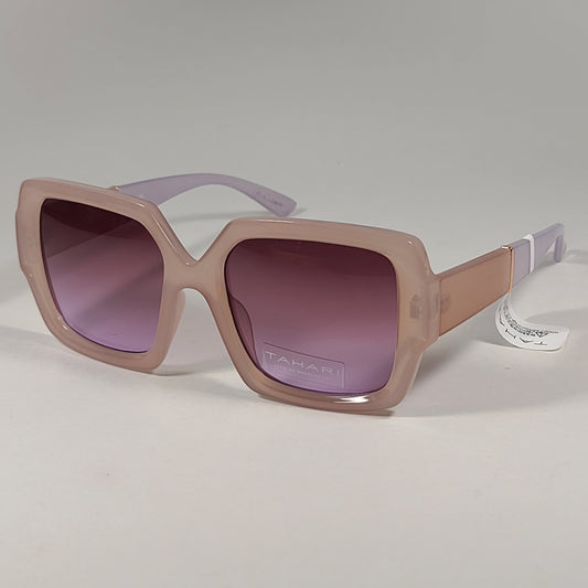 Tahari TH879 NDPR Oversize Square Sunglasses Nude Purple Frame Pink Gradient Lens - Sunglasses