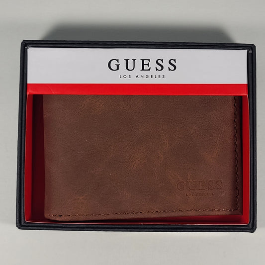 Guess Los Angeles Men's Bifold Brown Leather Wallet Passcase 31GO130037