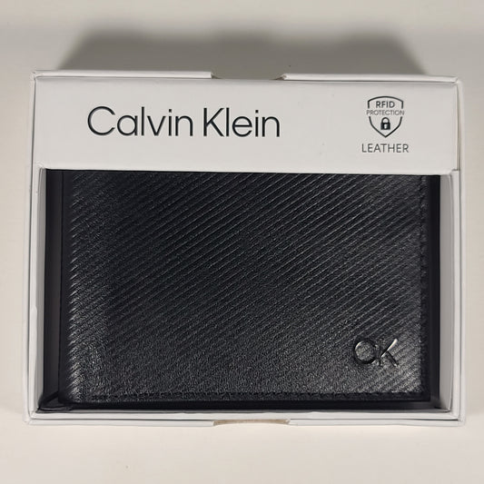 Calvin Klein Men’s Bifold Black Leather RFID Passcase Wallet 31KA220037 - Wallets