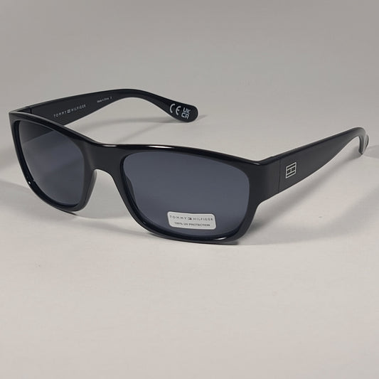 Tommy Hilfiger ’Mario’ MP OM79 Rectangular Sunglasses Black Frame Gray Lens