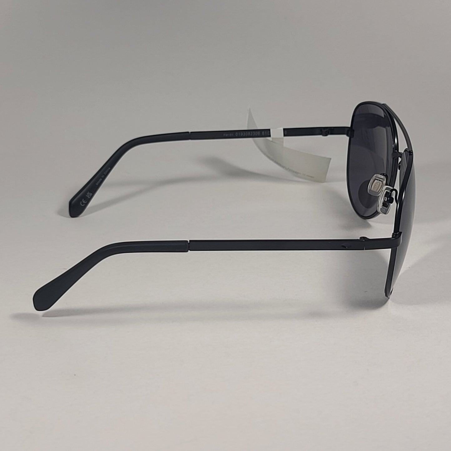Fossil FM151 Aviator Pilot Style Sunglasses Matte Black Frame Gray Lens 61mm