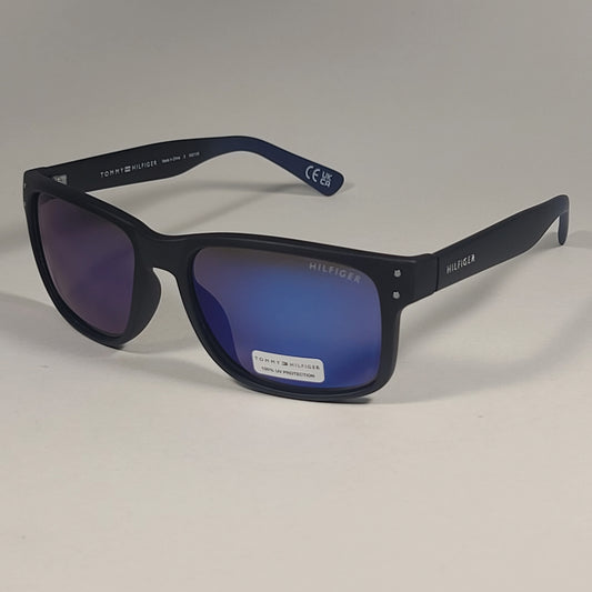 Tommy Hilfiger San Diego MP OM637 Rectangular Sunglasses Matte Black Blue Flash