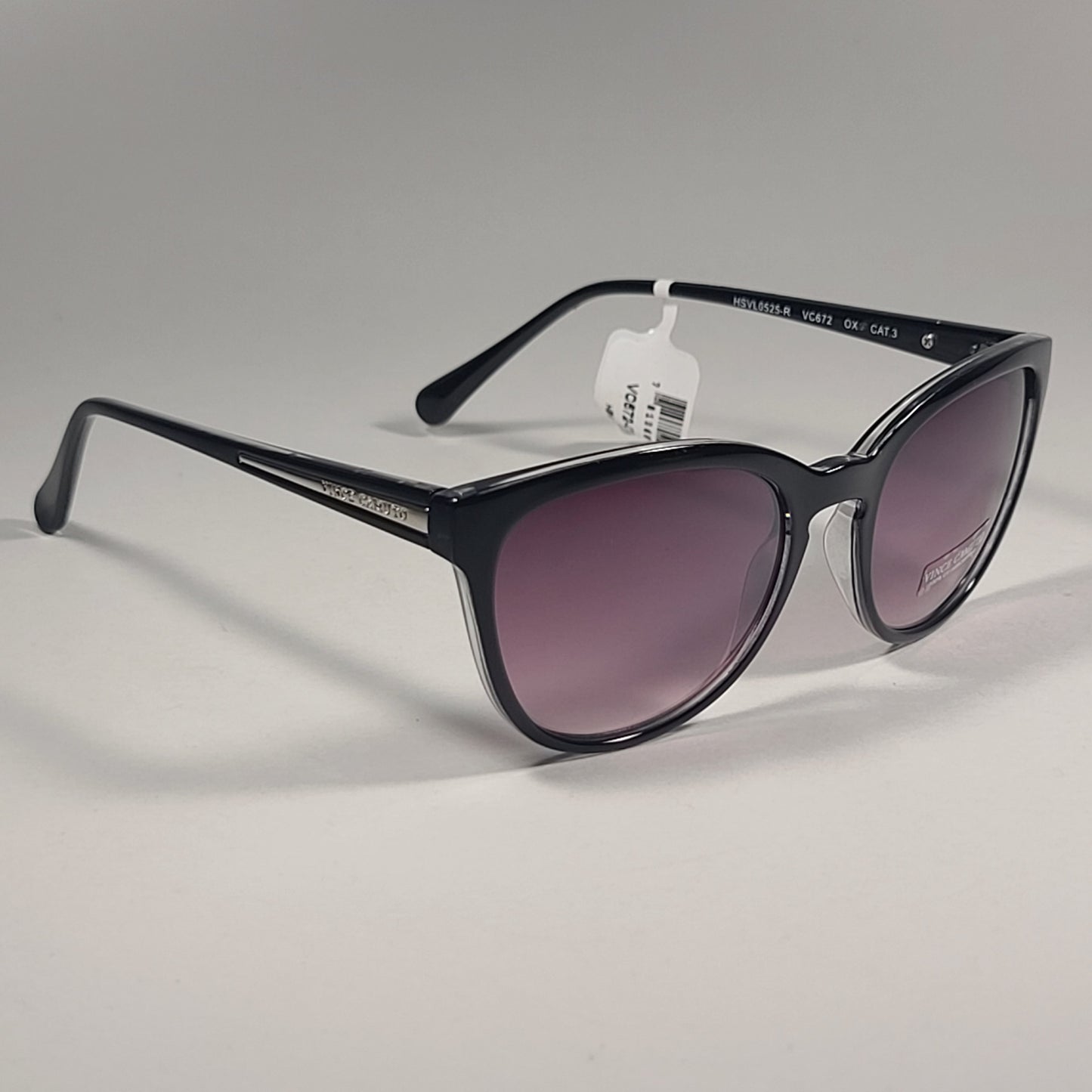 Vince Camuto VC672 OX Cat Eye Sunglasses Shiny Black Frame Smoke Gradient Lens