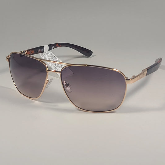Guess Rectangle Sunglasses Gold And Brown Tortoise Frame Light Brown Gradient Lens GF0212 32F