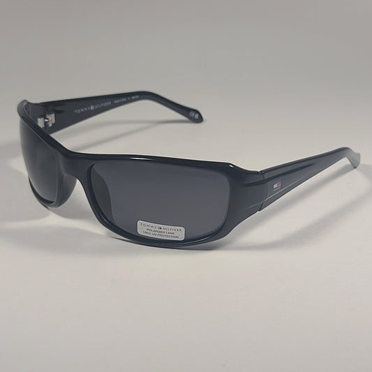 Tommy Hilfiger MP OM627 Polarized Sport Wrap Sunglasses Shiny Black Frame & Gray