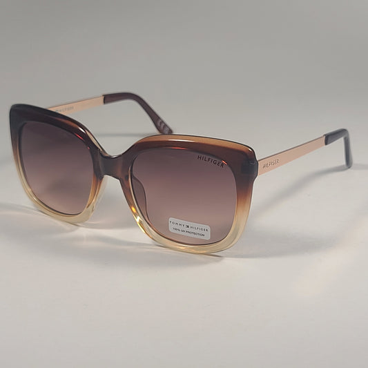 Tommy Hilfiger WM OL608 Oversized Sunglasses Brown Crystal &Gold Gradient