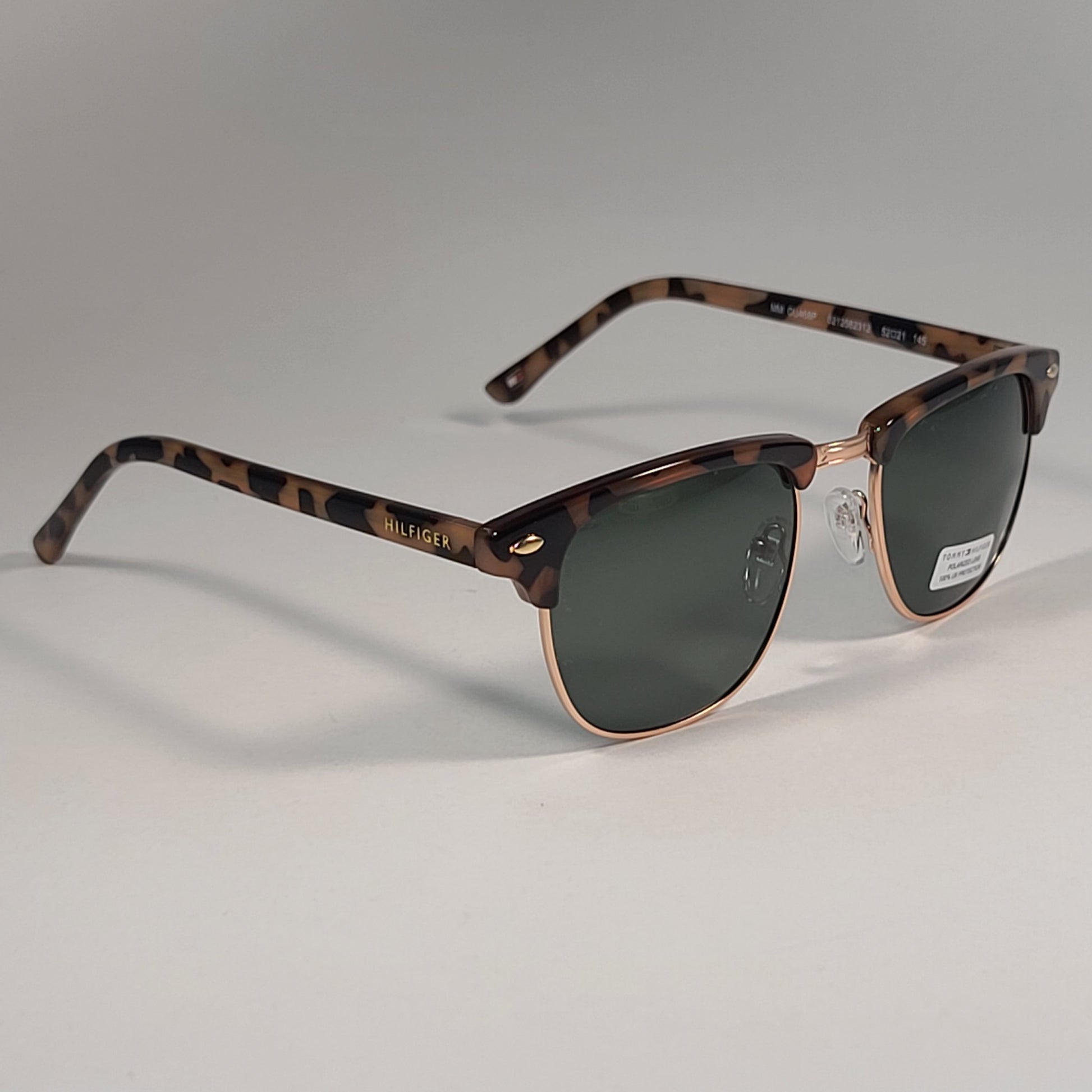Tommy Hilfiger ’Buckley’ Polarized MM OU468P  Square Club Sunglasses Tortoise Frame Green Lens