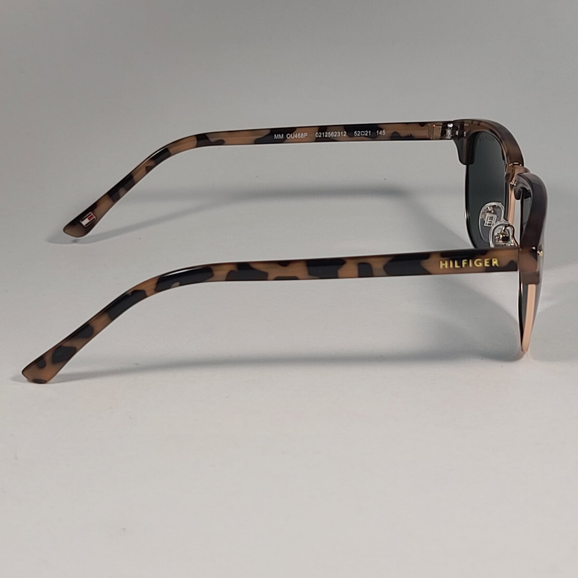 Tommy Hilfiger ’Buckley’ Polarized MM OU468P  Square Club Sunglasses Tortoise Frame Green Lens