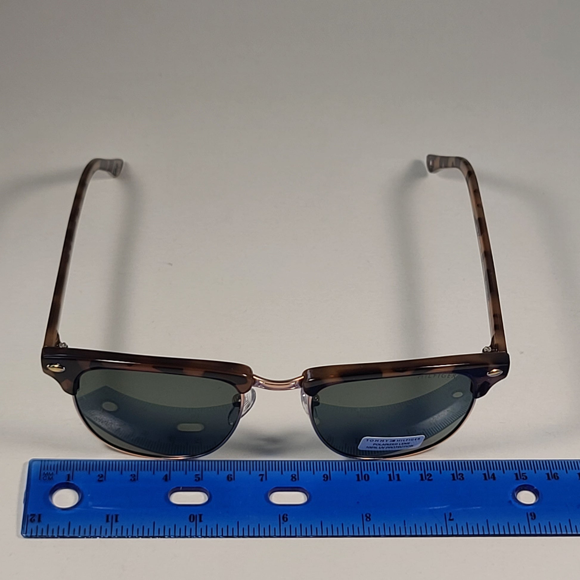 Tommy Hilfiger ’Buckley’ Polarized MM OU468P  Square Club Sunglasses Tortoise Frame Green Lens