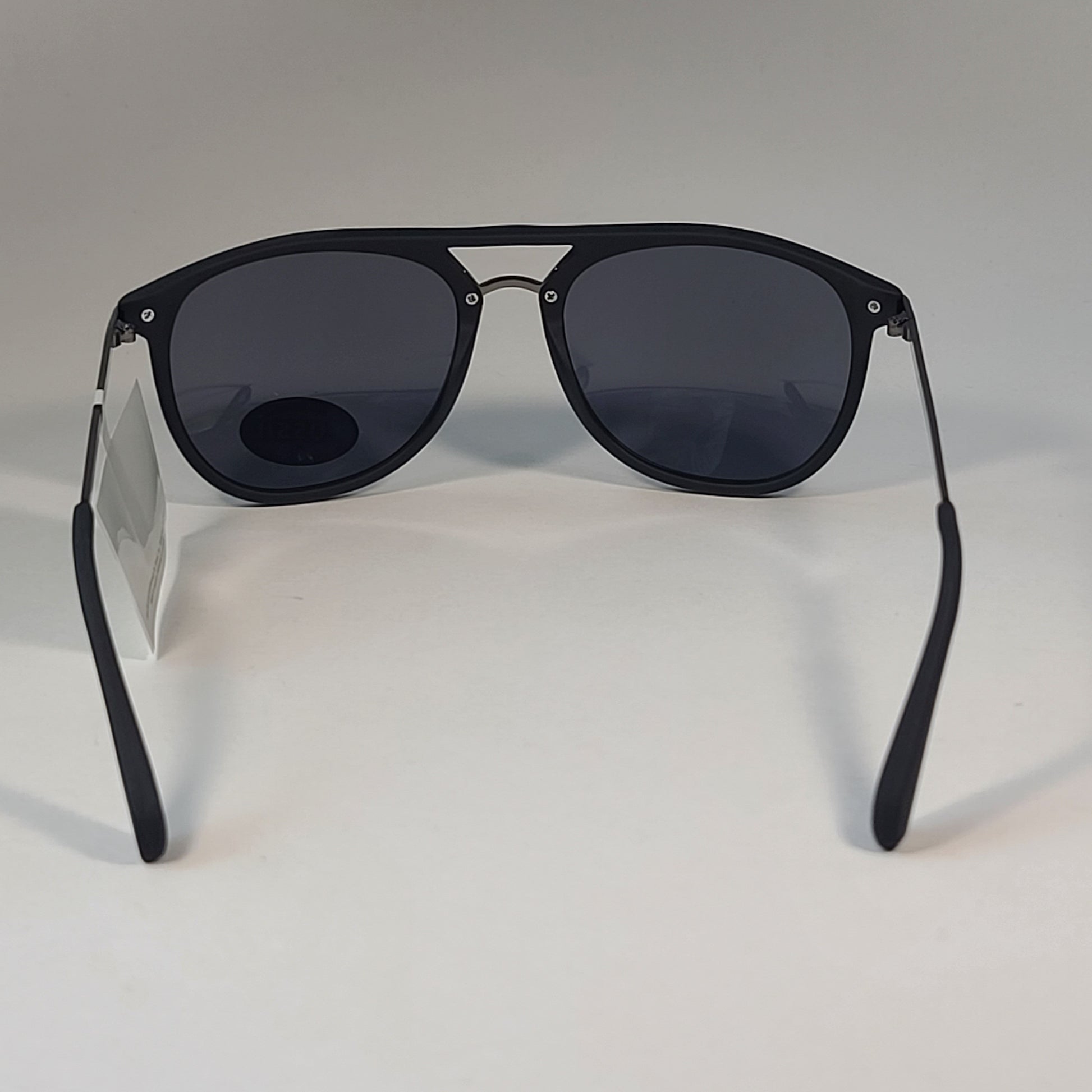 Fossil FM141 Pilot Style Sunglasses Matte Black Dark Silver Gunmetal Frame Solid Gray Lens