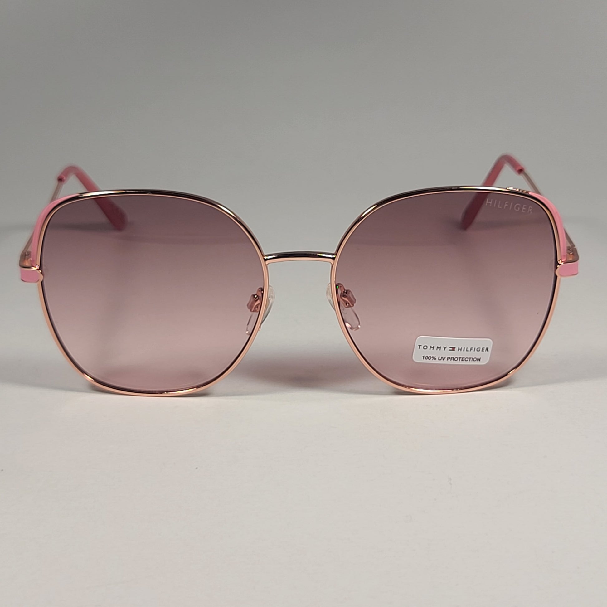 Tommy Hilfiger WM OL596 Butterfly Sunglasses Rose Gold and Pink Brown Gradient 58mm - Sunglasses