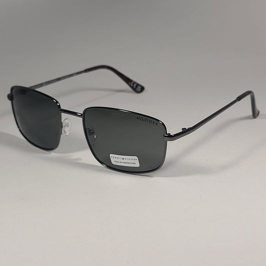 Tommy Hilfiger MM OM630 Rectangle Sunglasses Gunmetal Frame Green Gray Lens 57mm - Sunglasses