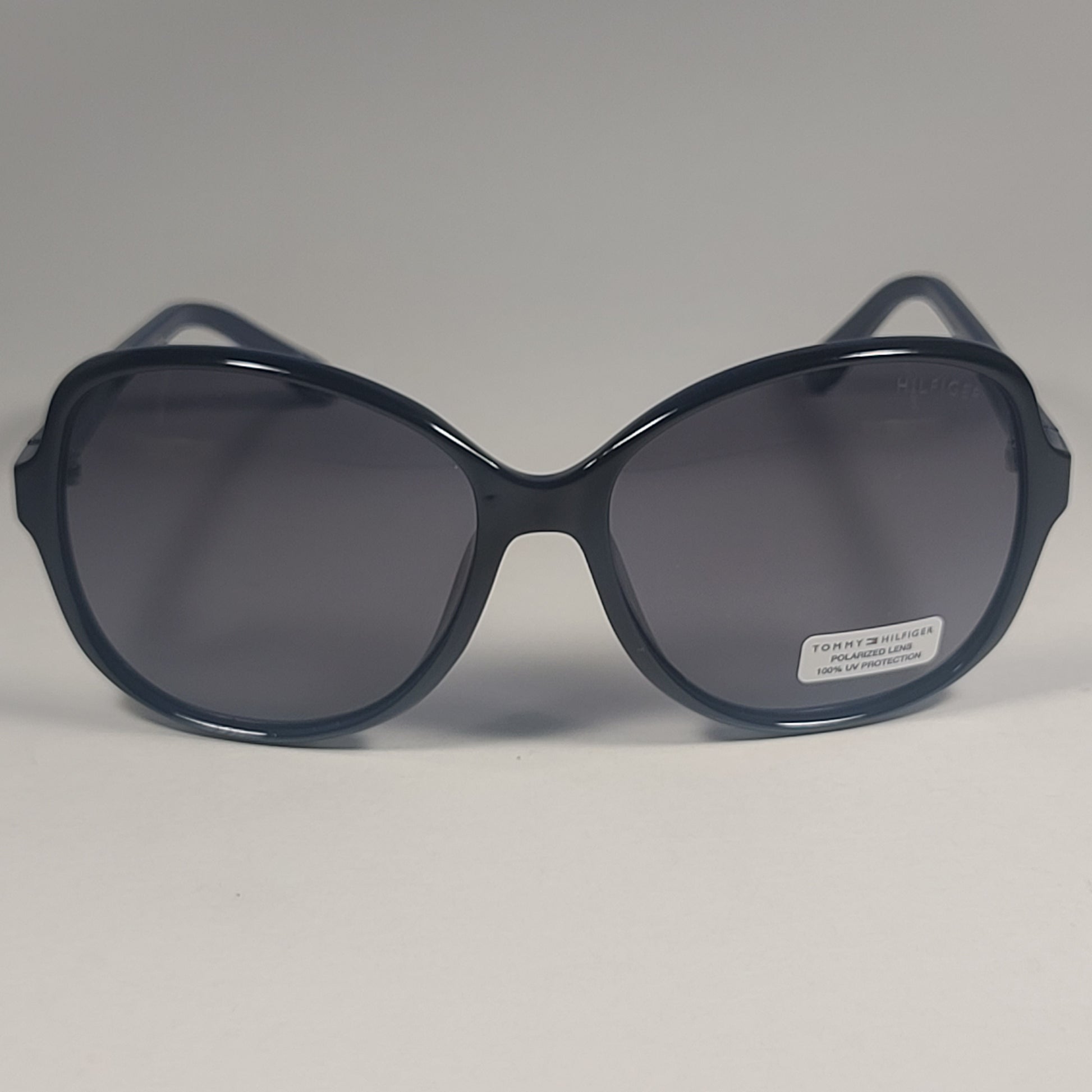 Tommy Hilfiger WP OL607P Polarized Large Oval Sunglasses Two Tone Black & Navy Gray Lens 57mm - Sunglasses