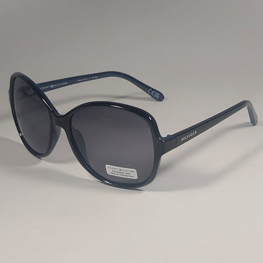 Tommy Hilfiger WP OL607P Polarized Large Oval Sunglasses Two Tone Black & Navy Gray Lens 57mm - Sunglasses