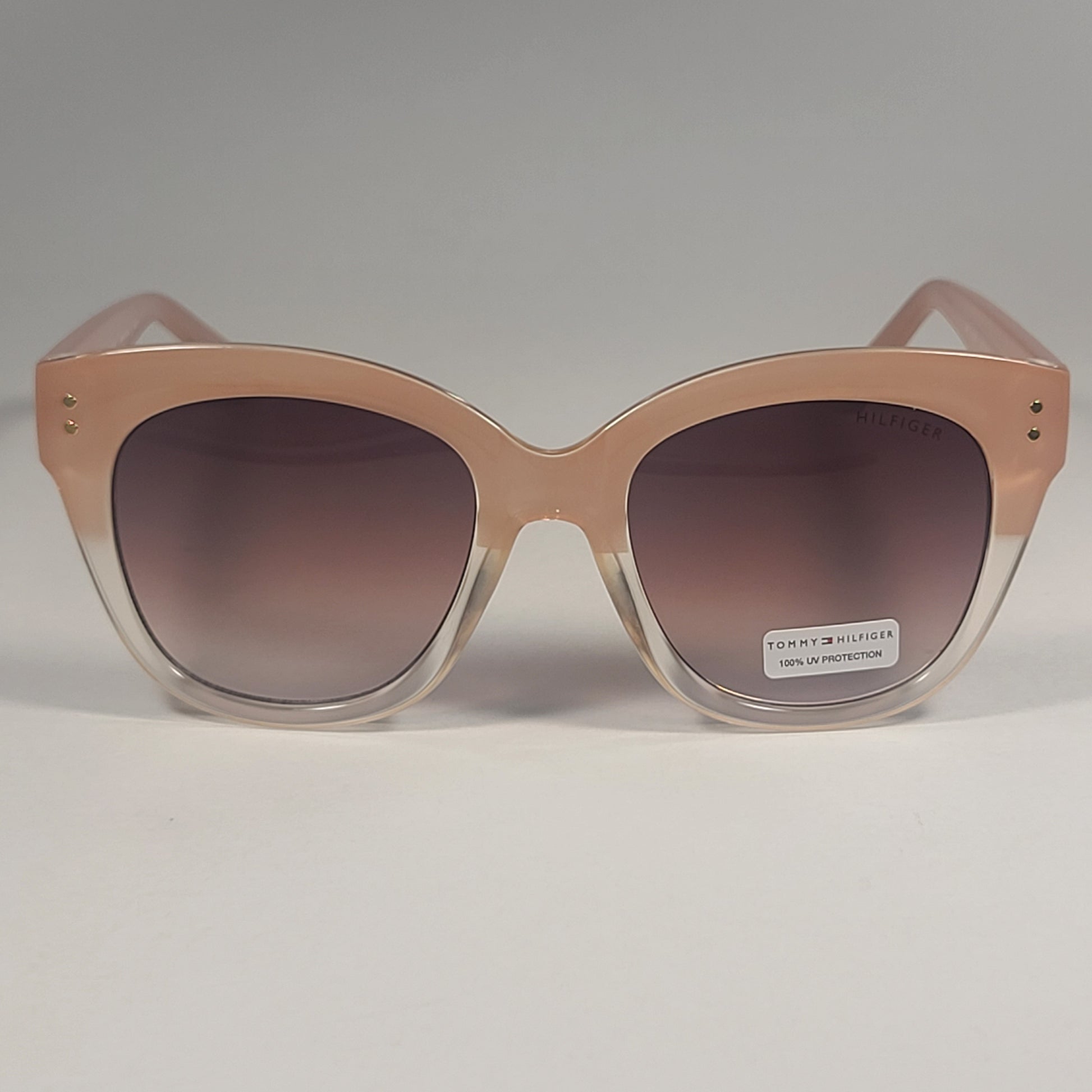 Tommy Hilfiger WP OL598 Oversized Sunglasses Nude Crystal Frame Brown Gradient Lens 54mm - Sunglasses