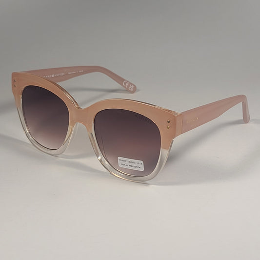 Tommy Hilfiger WP OL598 Oversized Sunglasses Nude Crystal Frame Brown Gradient Lens 54mm - Sunglasses