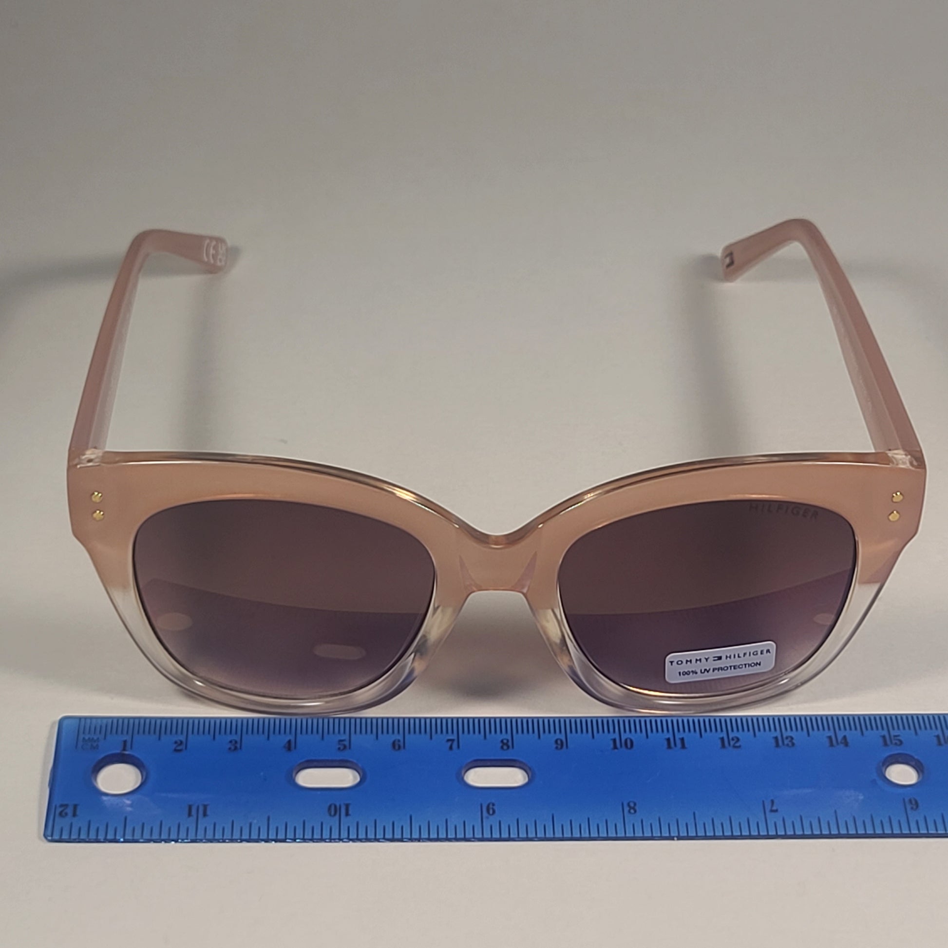 Tommy Hilfiger WP OL598 Oversized Sunglasses Nude Crystal Frame Brown Gradient Lens 54mm - Sunglasses
