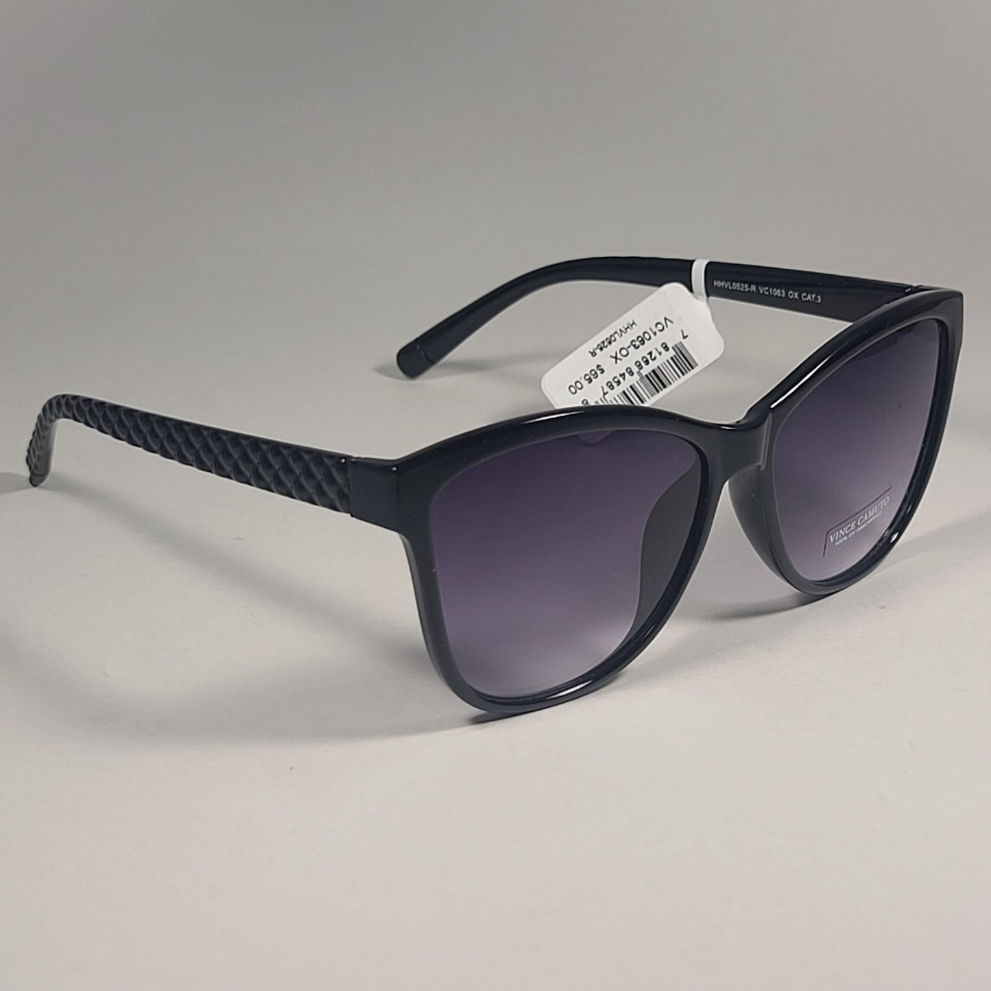 Vince Camuto VC1063 OX Cat Eye Sunglasses Shiny Black Frame Smoke Gradient Lens