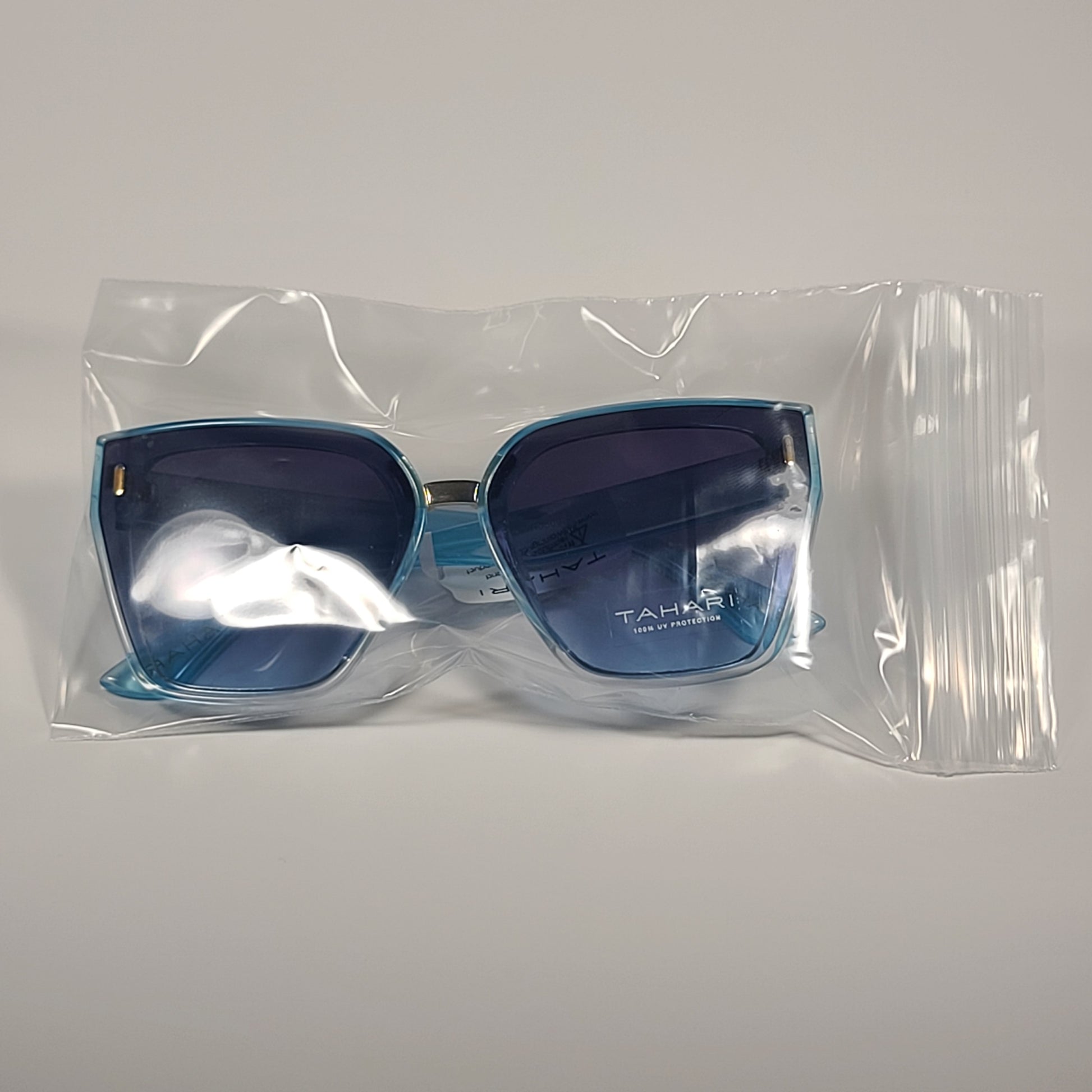 Tahari Cat Eye Shield Sunglasses Blue Crystal Frame Blue Gradient TH816 BLX - Sunglasses