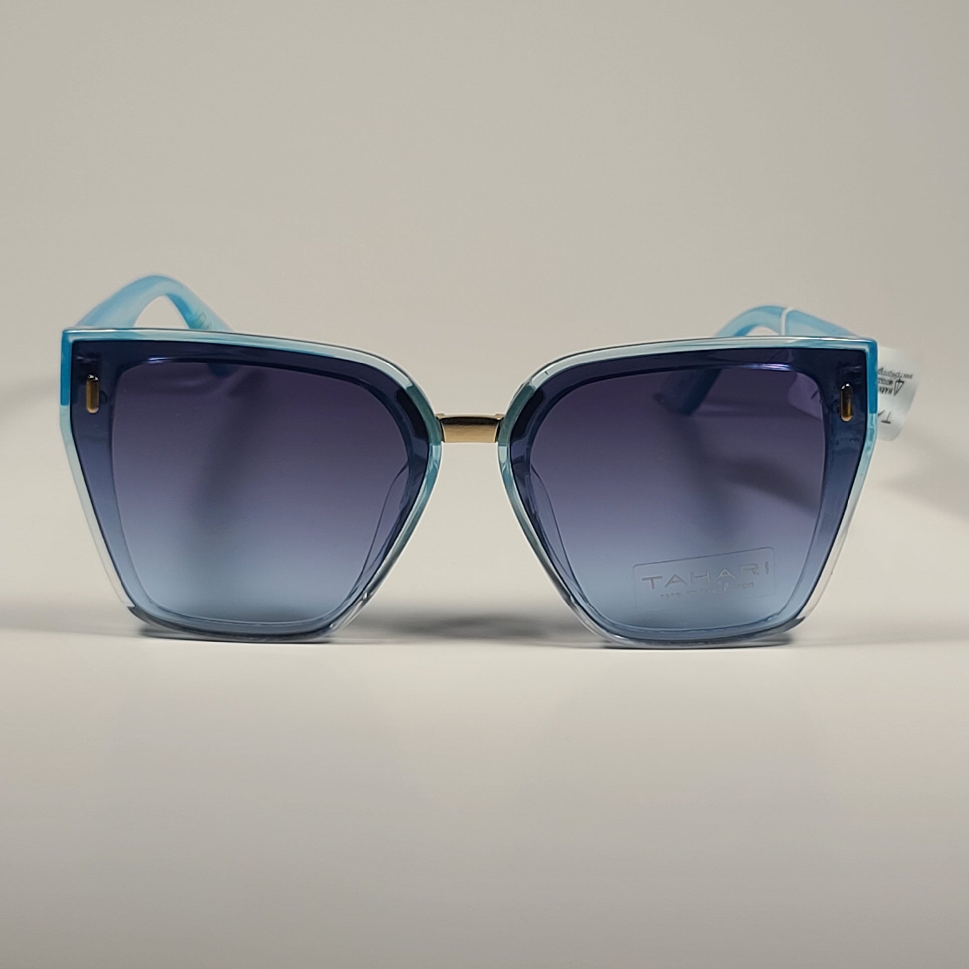 Tahari Cat Eye Shield Sunglasses Blue Crystal Frame Blue Gradient TH816 BLX - Sunglasses