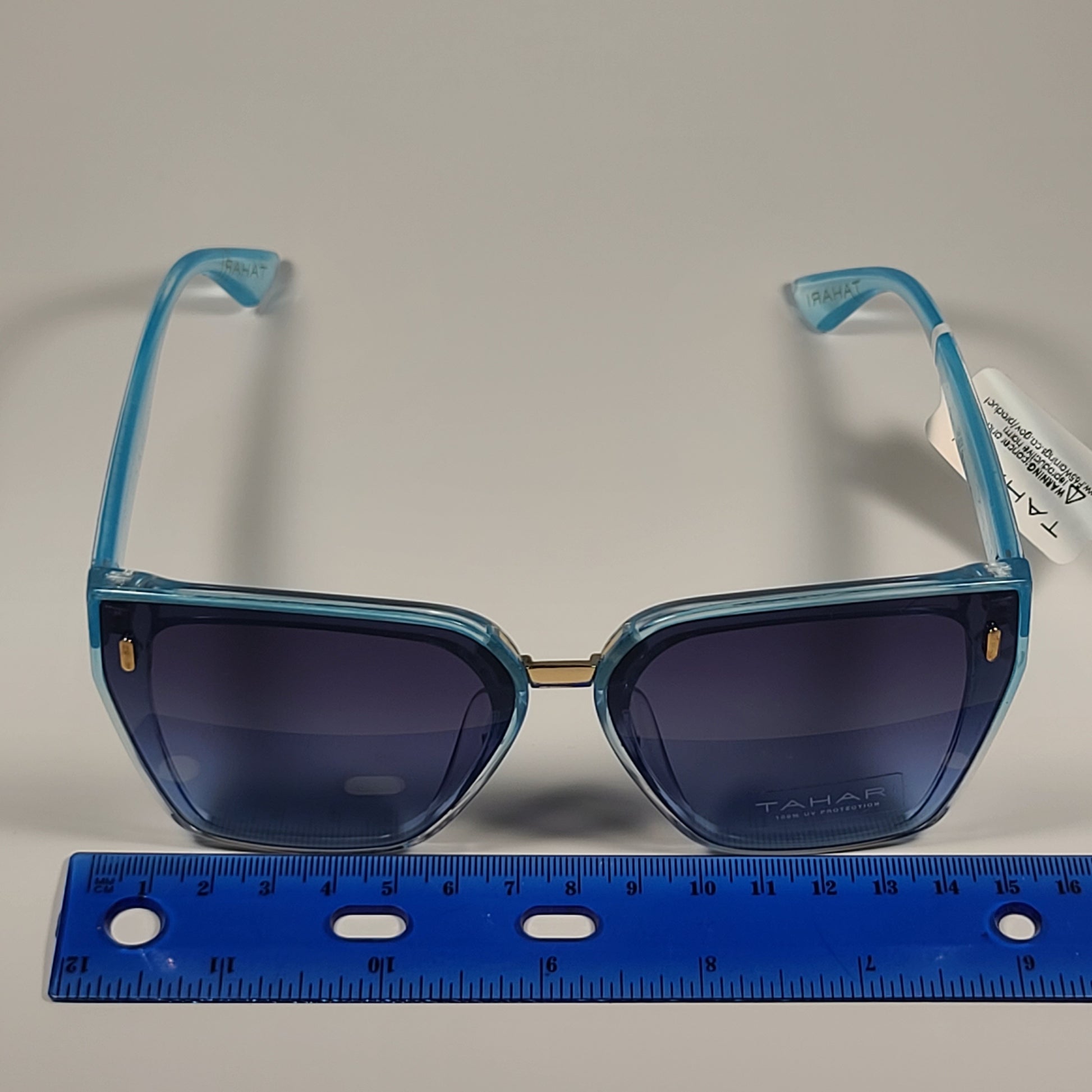 Tahari Cat Eye Shield Sunglasses Blue Crystal Frame Blue Gradient TH816 BLX - Sunglasses