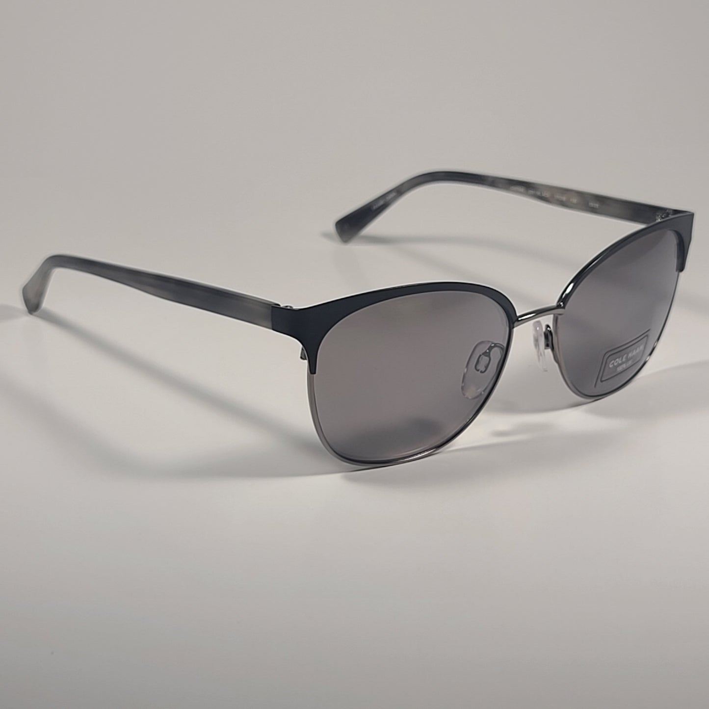 Cole Haan CH7044 001 Cat Eye Sunglasses Black Gray Frame Gray Mirror Lens 57mm