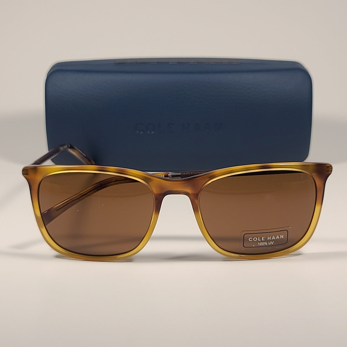 Cole Haan amber tortoise sunglasses with case Cole Haan CH6068 720 Square Sunglasses Yellow Tortoise Fade  main image 3