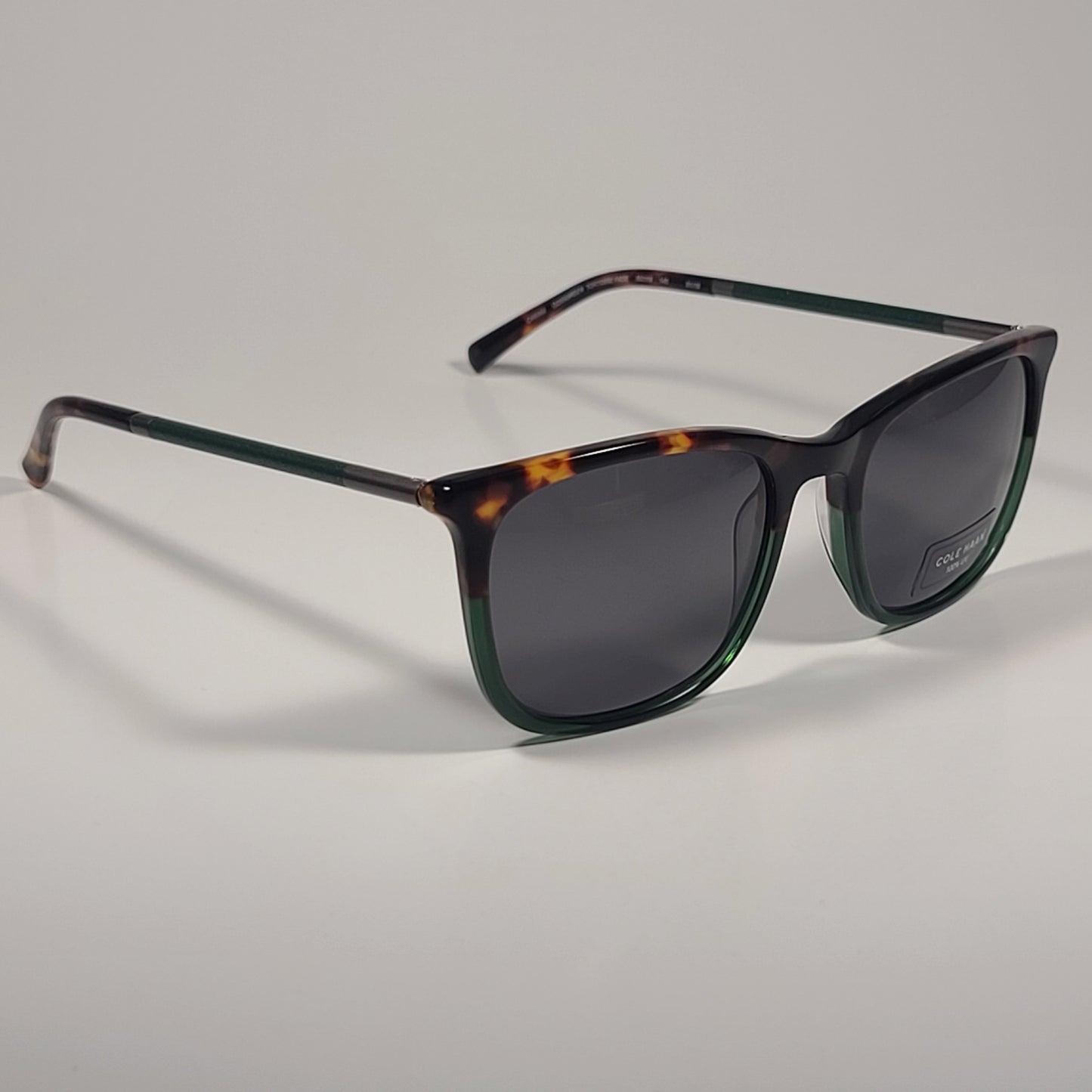 Cole Haan CH6068 320 Square Sunglasses Green Tortoise Fade Green Gray Lens 55mm