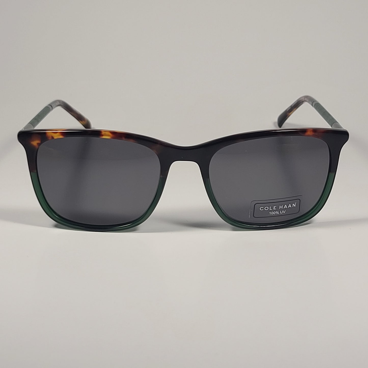 Cole Haan CH6068 320 Square Sunglasses Green Tortoise Fade Green Gray Lens 55mm