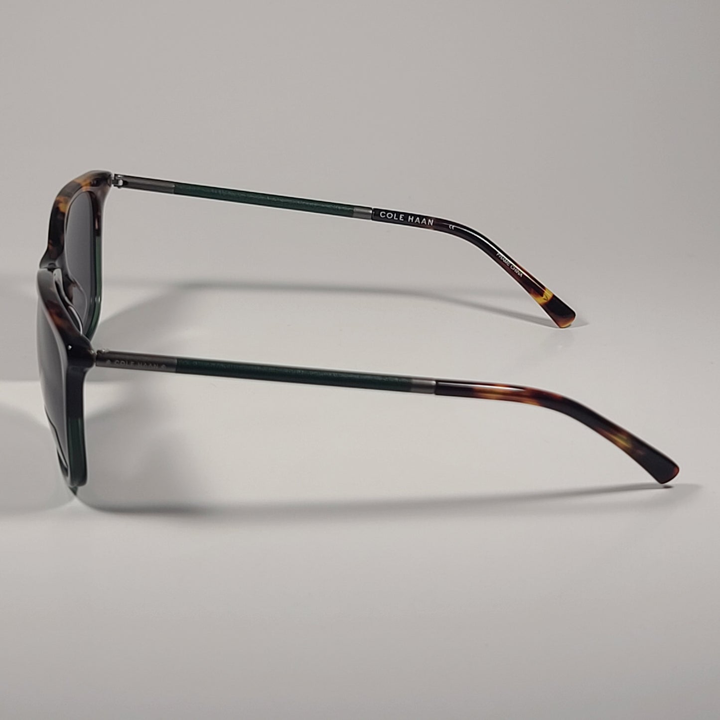 Cole Haan CH6068 320 Square Sunglasses Green Tortoise Fade Green Gray Lens 55mm