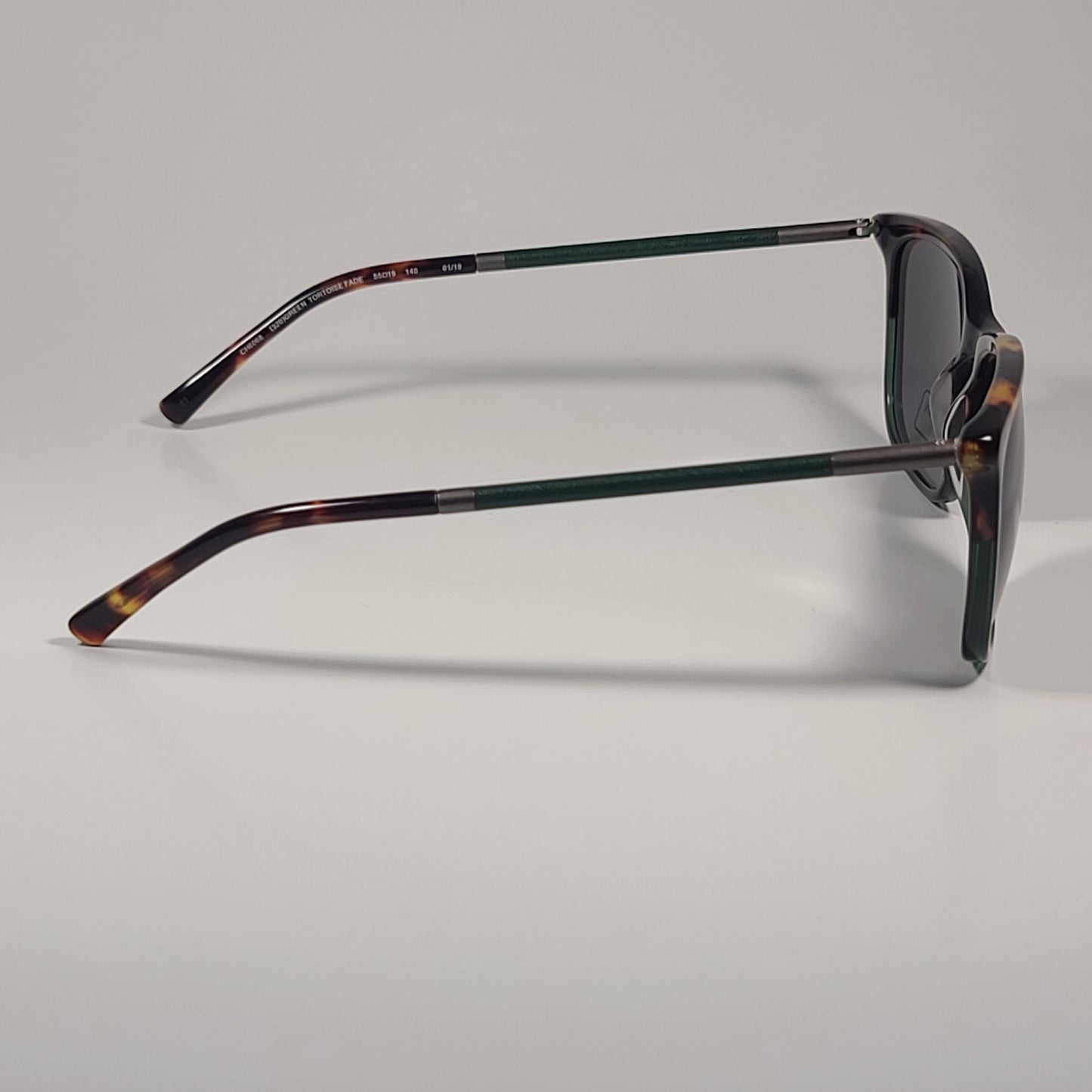 Cole Haan CH6068 320 Square Sunglasses Green Tortoise Fade Green Gray Lens 55mm