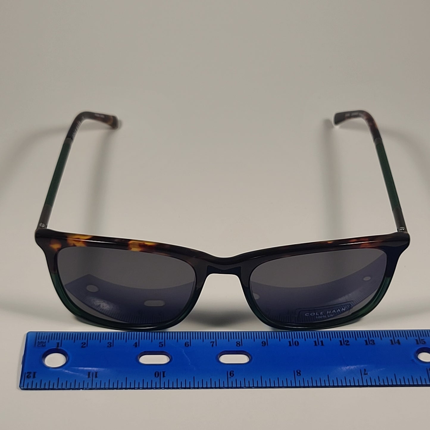 Cole Haan CH6068 320 Square Sunglasses Green Tortoise Fade Green Gray Lens 55mm