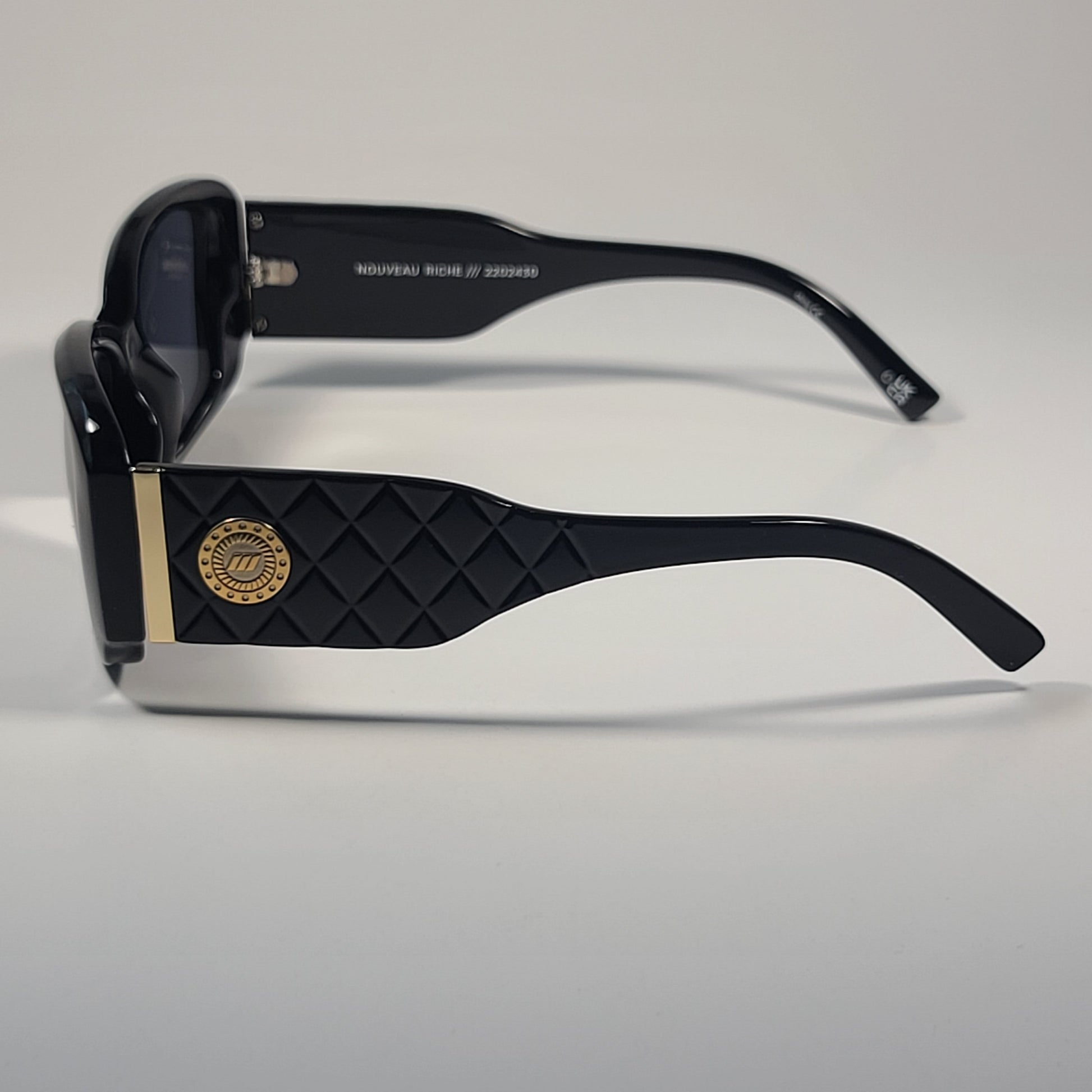 Le Specs Nouveau Riche Rectangle Sunglasses Shiny Black Gray Lens LSP2202430 54mm - Sunglasses