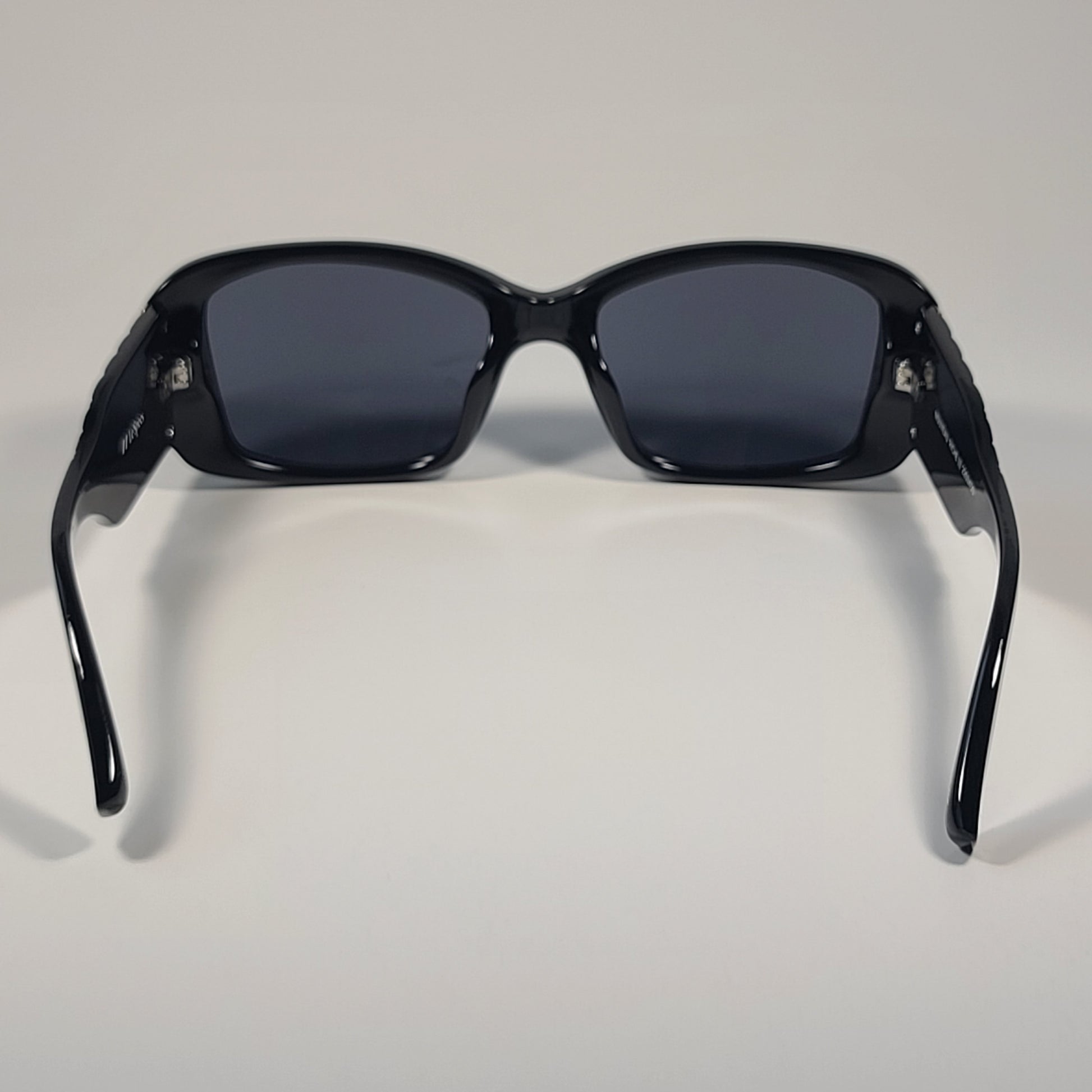 Le Specs Nouveau Riche Rectangle Sunglasses Shiny Black Gray Lens LSP2202430 54mm - Sunglasses