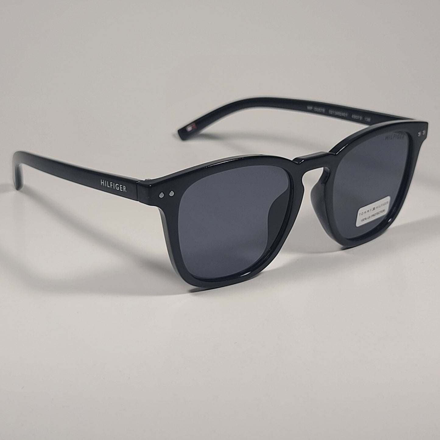 Tommy Hilfiger Raddix Keyhole Sunglasses Shiny Black Frame Gray Lens - Sunglasses