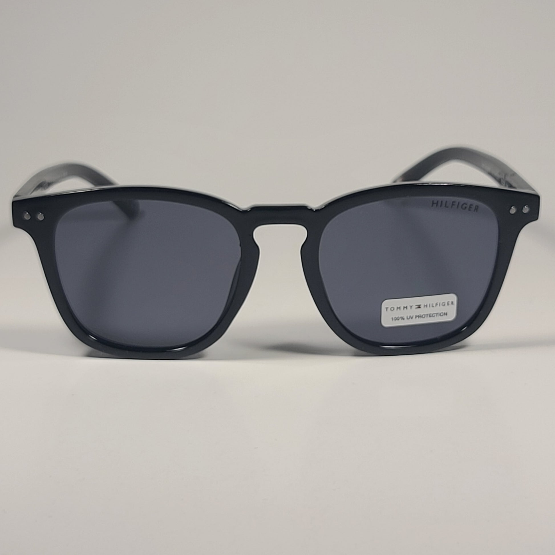 Tommy Hilfiger Raddix Keyhole Sunglasses Shiny Black Frame Gray Lens - Sunglasses
