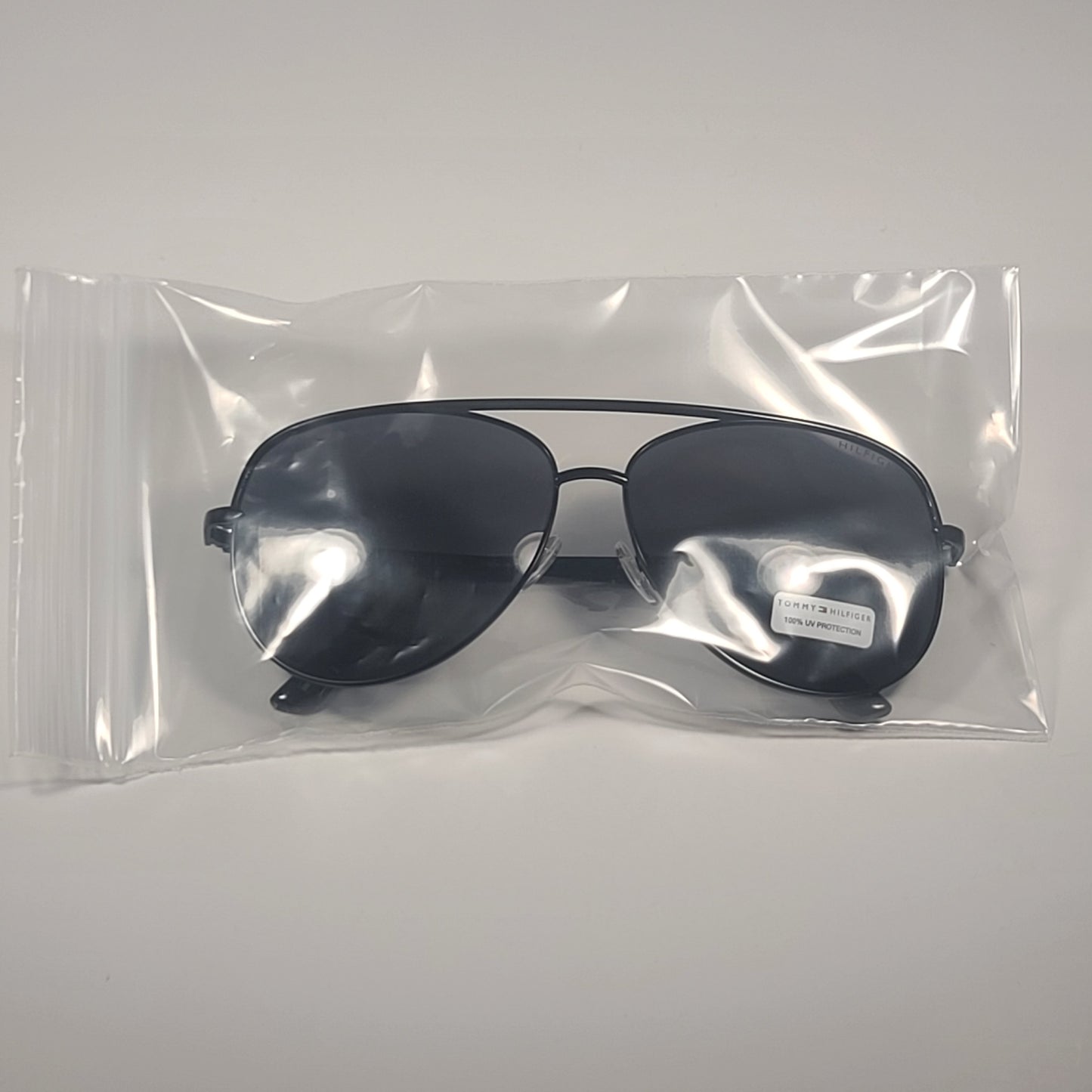 Tommy Hilfiger ’Sully’ MM OM594 Aviator Sunglasses Shiny Black Metal Gray Lens - Sunglasses